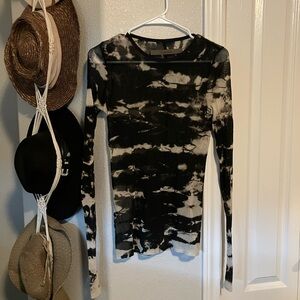 Enza Costa Monochrome Tie-Dye Long Sleeve Top